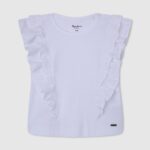 White Double Frill T-Shirt Pepe Jeans L20F2F1482 Girl