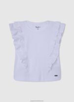 White Double Frill T-Shirt Pepe Jeans L20F2F1482 Girl