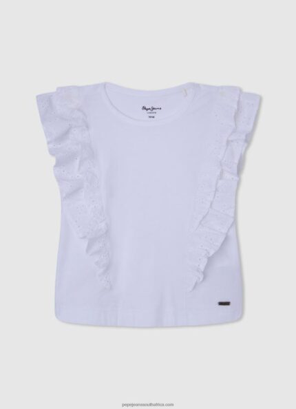 White Double Frill T-Shirt Pepe Jeans L20F2F1482 Girl