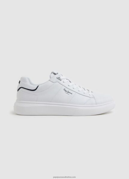 White Eaton Part Leather Sneakers Pepe Jeans L20F2F1208 Men