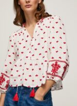 White Embroidered Cotton Dobby Blouse Pepe Jeans L20F2F345 Women - Image 3