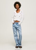 White Embroidered Flower Cotton Cardigan Pepe Jeans L20F2F231 Women - Image 2