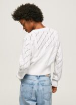 White Embroidered Flower Cotton Cardigan Pepe Jeans L20F2F231 Women - Image 4