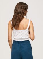 White Embroidered Flower Cotton Top Pepe Jeans L20F2F232 Women - Image 4