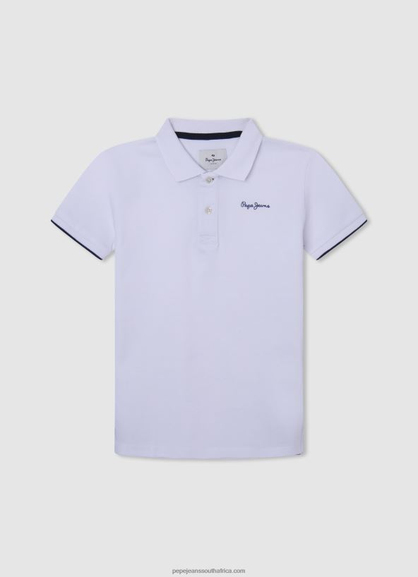 white_embroidered_logo_pique_polo_shirt_pepe_jeans_l20f2f1661_boy.jpg White Embroidered Logo Pique Polo Shirt Pepe Jeans L20F2F1661 Boy - Image 1