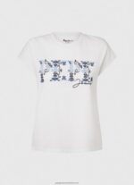 White Embroidered Logo T-Shirt Pepe Jeans L20F2F433 Women - Image 5