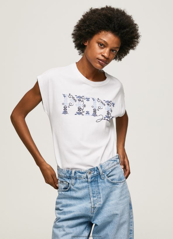 white_embroidered_logo_t_shirt_pepe_jeans_l20f2f433_women.jpg White Embroidered Logo T-Shirt Pepe Jeans L20F2F433 Women - Image 1