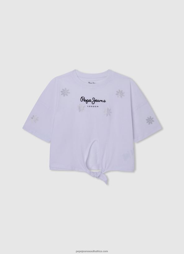 white_floral_strass_t_shirt_pepe_jeans_l20f2f1475_girl.jpg White Floral Strass T-Shirt Pepe Jeans L20F2F1475 Girl - Image 1