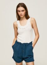White Frilled Neckline T-Shirt Pepe Jeans L20F2F390 Women