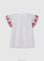 White Gaulle Embroidered Blouse Pepe Jeans L20F2F1423 Girl - Image 2