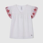 White Gaulle Embroidered Blouse Pepe Jeans L20F2F1423 Girl