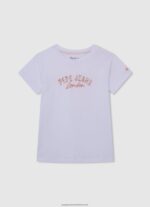 White Glitter Logo T-Shirt Pepe Jeans L20F2F1458 Girl - Image 5