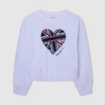 White Heart Print Jumper Pepe Jeans L20F2F1411 Girl