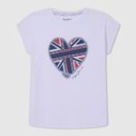 White Heart Print T-Shirt Pepe Jeans L20F2F1426 Girl