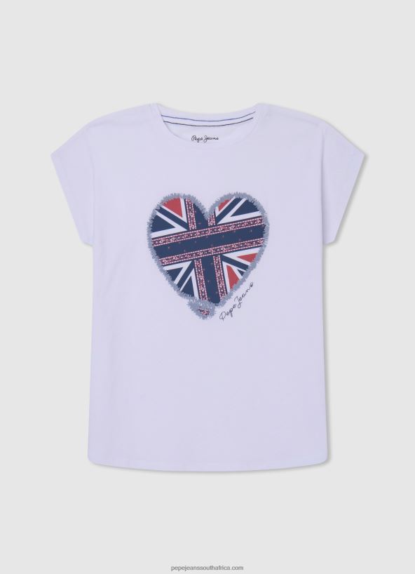 white_heart_print_t_shirt_pepe_jeans_l20f2f1426_girl.jpg White Heart Print T-Shirt Pepe Jeans L20F2F1426 Girl - Image 1