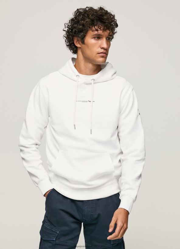 white_hooded_cotton_jumper_pepe_jeans_l20f2f910_men.jpg White Hooded Cotton Jumper Pepe Jeans L20F2F910 Men - Image 1
