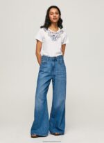 White Laced Collar T-Shirt Pepe Jeans L20F2F449 Women