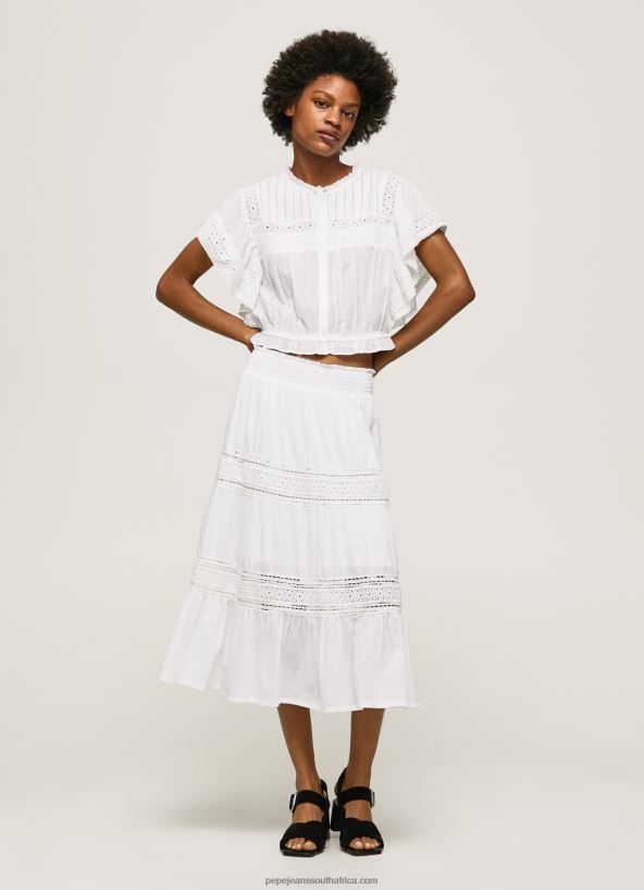 white_laced_skirt_pepe_jeans_l20f2f487_women.jpg White Laced Skirt Pepe Jeans L20F2F487 Women - Image 1