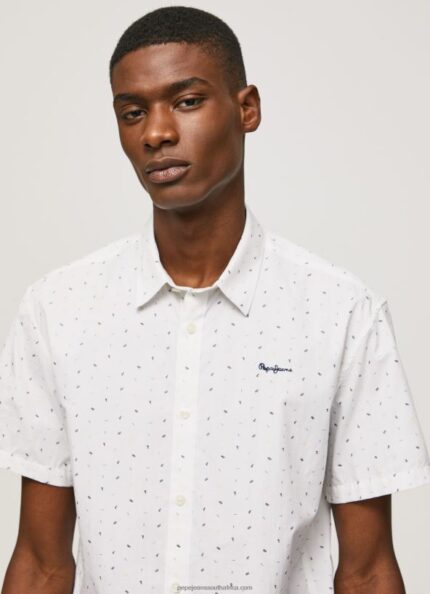 White Lindenberg Short Sleeved Shirt Pepe Jeans L20F2F1063 Men