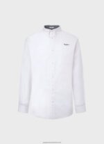 White Lisselton Striped Dobby Shirt Pepe Jeans L20F2F1064 Men - Image 5