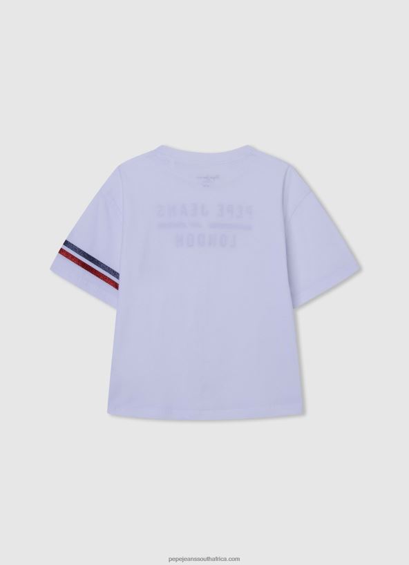 White Logo Print Boxy Fit T-Shirt Pepe Jeans L20F2F1449 Girl - Image 2