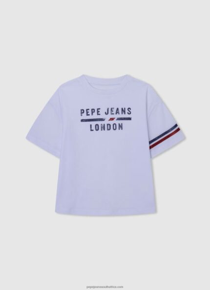 White Logo Print Boxy Fit T-Shirt Pepe Jeans L20F2F1449 Girl