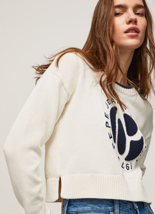 white_logo_print_cotton_jersey_pepe_jeans_l20f2f253_women.jpg White Logo Print Cotton Jersey Pepe Jeans L20F2F253 Women - Image 1