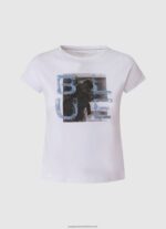 White Logo Print T-Shirt Pepe Jeans L20F2F1455 Girl - Image 4