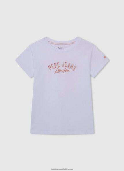 White Logo Print T-Shirt Pepe Jeans L20F2F1455 Girl