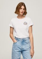 White Logo Print T-Shirt Pepe Jeans L20F2F381 Women