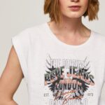 White Logo Print T-Shirt Pepe Jeans L20F2F445 Women