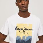 White Logo Print T-Shirt Pepe Jeans L20F2F974 Men
