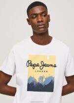 White Logo Print T-Shirt Pepe Jeans L20F2F974 Men