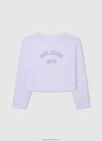 White Long Sleeve Cotton T-Shirt Pepe Jeans L20F2F1456 Girl