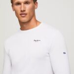 White Long-Sleeved Cotton T-Shirt Pepe Jeans L20F2F1007 Men