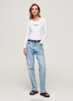White Long-Sleeved Cotton T-Shirt Pepe Jeans L20F2F469 Women - Image 2