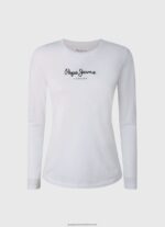 White Long-Sleeved Cotton T-Shirt Pepe Jeans L20F2F469 Women - Image 5