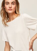 White Marbled Boat Collar T-Shirt Pepe Jeans L20F2F452 Women - Image 3