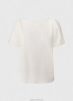 White Marbled Boat Collar T-Shirt Pepe Jeans L20F2F452 Women - Image 5
