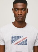 White Marbled Logo Print T-Shirt Pepe Jeans L20F2F987 Men - Image 3