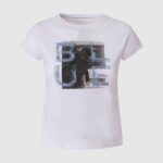 White Monochromatic Print T-Shirt Pepe Jeans L20F2F1453 Girl