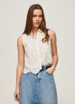 White Openwork Armhole Sleeve Shirt Pepe Jeans L20F2F337 Women - Image 3