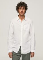 White Parker Long Sleeved Shirt Pepe Jeans L20F2F1073 Men