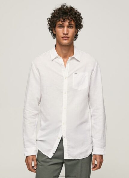White Parker Long Sleeved Shirt Pepe Jeans L20F2F1073 Men