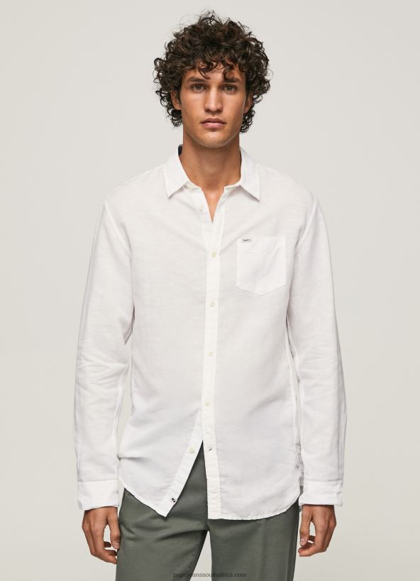 white_parker_long_sleeved_shirt_pepe_jeans_l20f2f1073_men.jpg White Parker Long Sleeved Shirt Pepe Jeans L20F2F1073 Men - Image 1