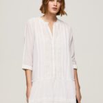 White Patris Dress With Openwork Details Pepe Jeans L20F2F148 Women