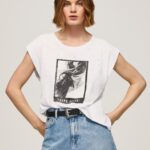 White Photo Print T-Shirt Pepe Jeans L20F2F387 Women