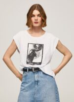 White Photo Print T-Shirt Pepe Jeans L20F2F387 Women