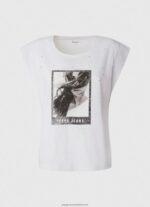 White Photo Print T-Shirt Pepe Jeans L20F2F387 Women - Image 5