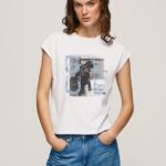 White Photo Print T-Shirt Pepe Jeans L20F2F410 Women